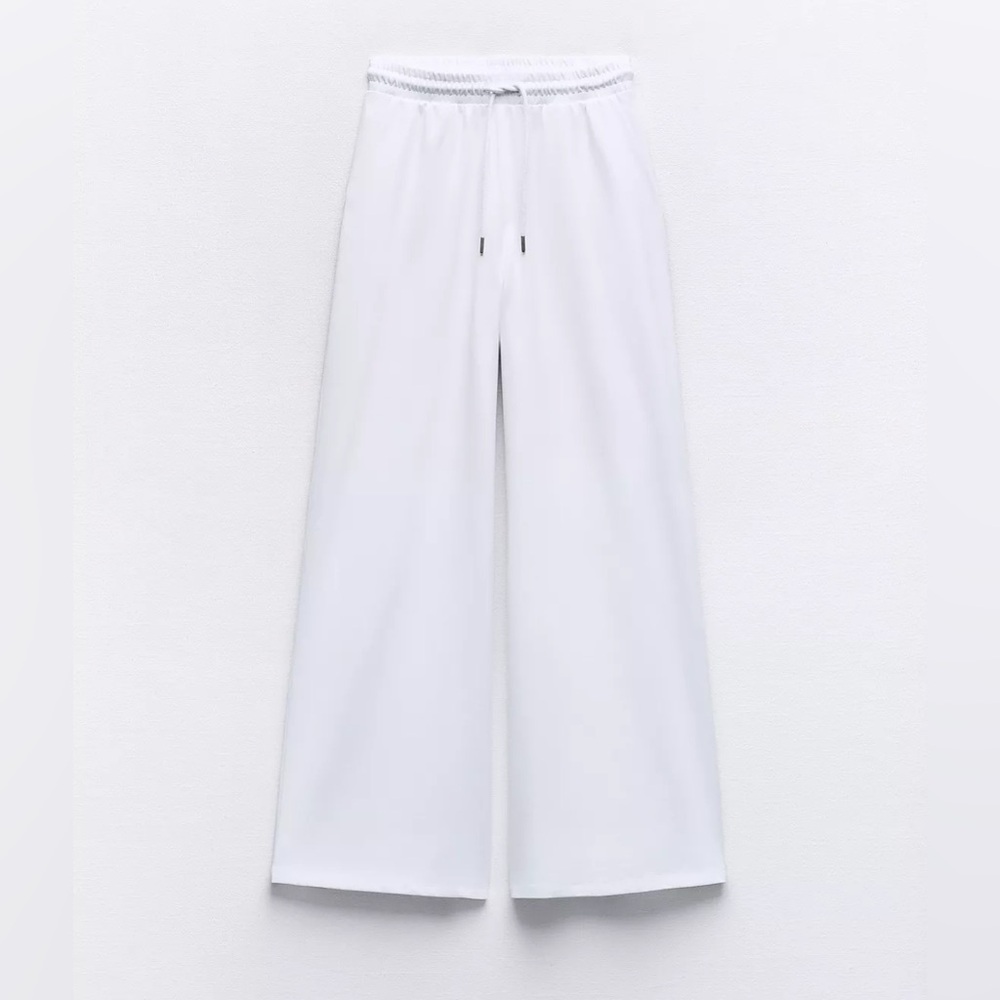 White wide leg heavy cotton Pants